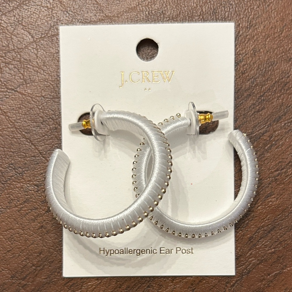 J.Crew White and Gold Hoop Earrings